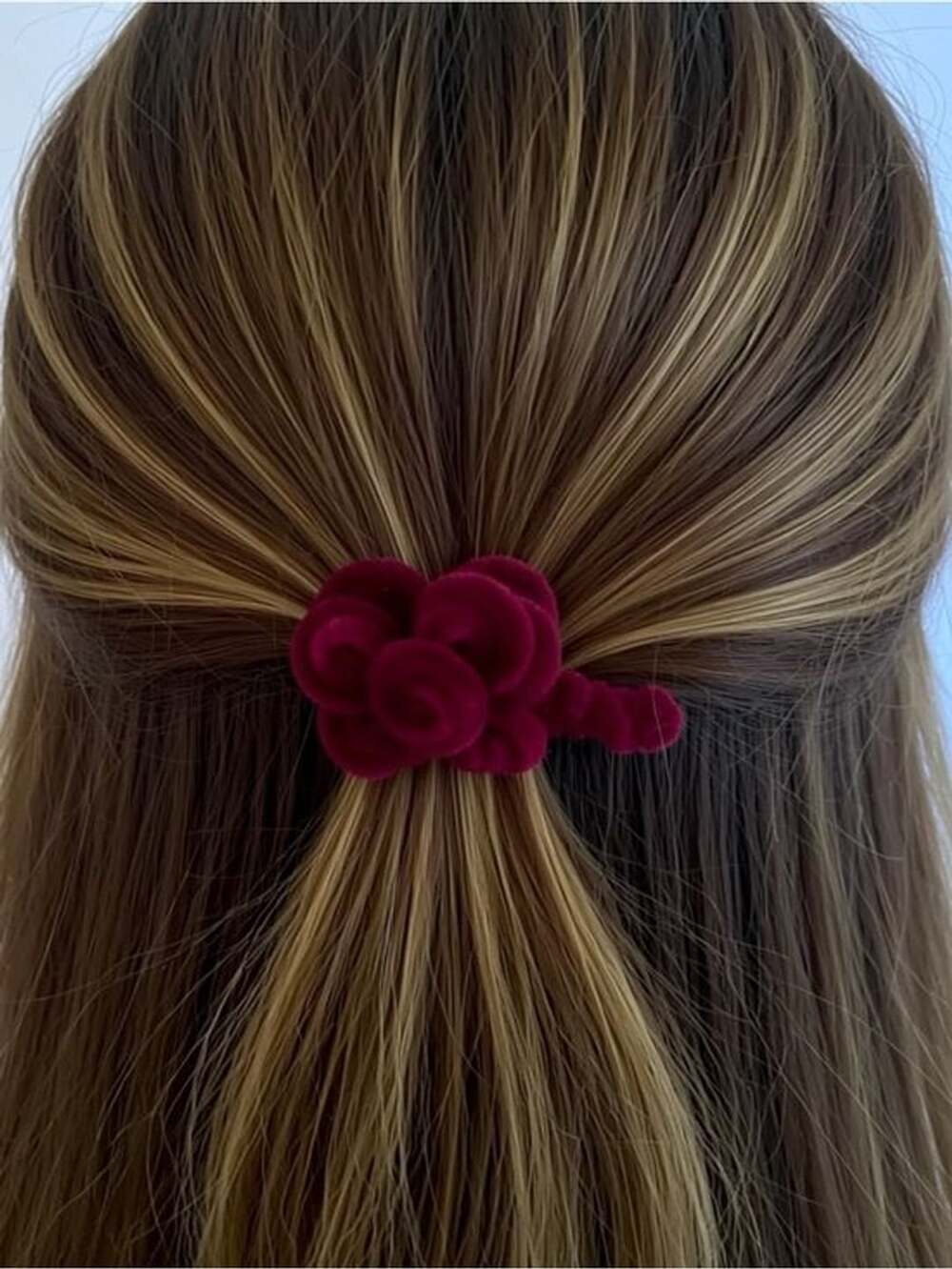 Velvet Rose Cluster Hair Clip - Deep Wine - Picture 3 of 3